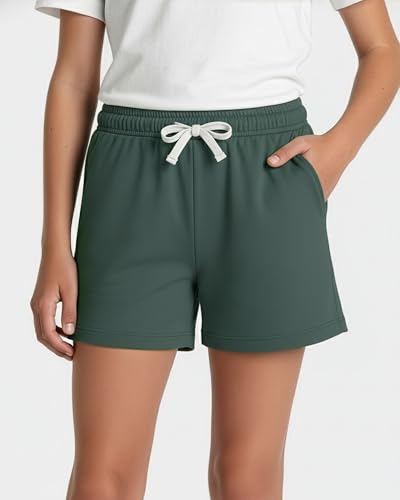 Image of Real Essentials 4 Pack: Girls French Terry Lounge Shorts - Ultra Soft Pull-On Gym, Camp, Sports & Everyday Shorts