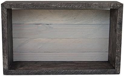 Wood/Wooden Shadow Box Display With Backing - 16" x 6" - Two Tone - Ebony Black/Ivory Wash - Rustic Decorative Reclaimed Distressed Vintage Appeal
