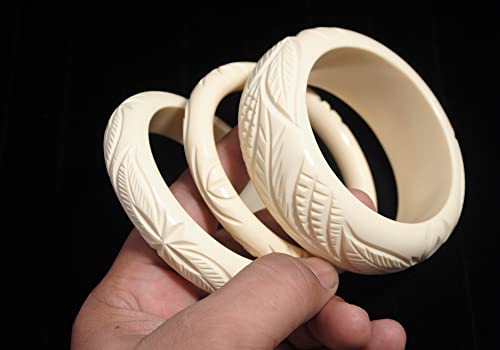 Pure Hands White Colored (Resin) Acrylic Bangle Bracelet Set (2.6 Inches) #TOP5