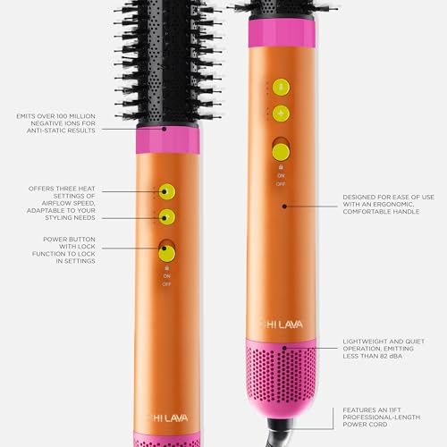 Image of CHI Lava AirGlam, Volumizes, Curls & Dries Hair, Orange & Pink
