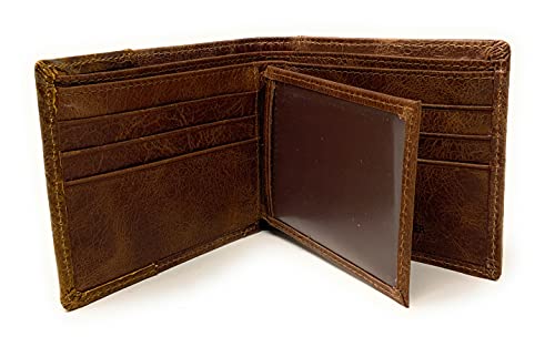 Western Genuine Woven Leather Cowhide Mens Bifold Short Wallet in Multi Emblem (Praying Cowboy)2