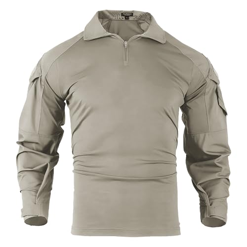 OCANXUE Camiseta tática masculina G3 Camo Combat Camisa de manga longa BDU militar 1/4 zíper com bol