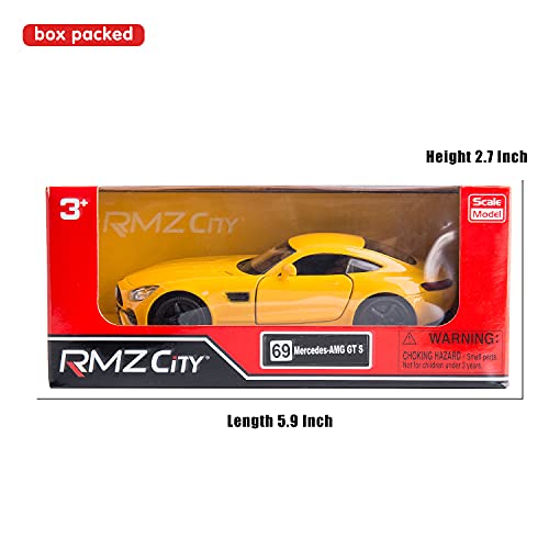 Rmz City 1:36 Scale Diecasting Alloy Car Model Mercedes-Benz Amg Gts Car Model Toy Car Pull Back Vehicles Toy Car For Toddlers Kids Boys Girls Gift (Yellow) #TOP6