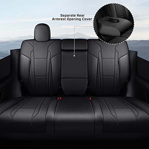 Image of FREESOO 2pc Seat Covers for Tesla Model Y Front, Car Seat Cover Faux Leather Seat Protector Replacement Waterproof 2020 2021 2022 2023 2024 Black