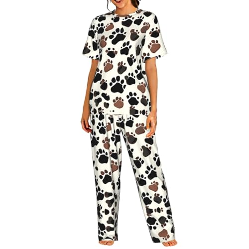 Pyjama doux pour femme vêtement de nuit motif chien confortable