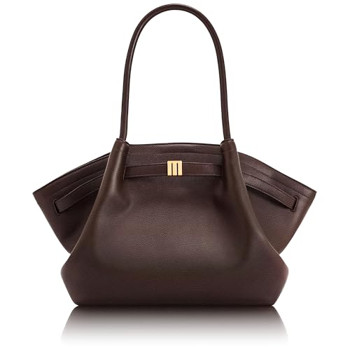 Women’s Vegan Leather Tote Bag, Coffee PU Shoulder Bag