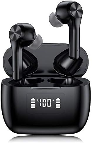 Luisport True Wireless Earbuds TWS Wireless Headphones with LED Battery Display Wireless Earphones with Charging Case Stereo Sound (A3-Black)