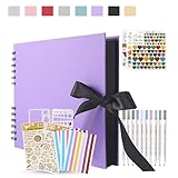 KASZOO Fotoalbum, Fotoalbum zum Selbstgestalten, DIY Fotobuch 80 Seiten, Kann als Abschluss Geschenk, Geburtstagsgeschenk, Hochzeitstagsgeschenk, Valentinstagsgeschenk und mehr verwendet werden, lila