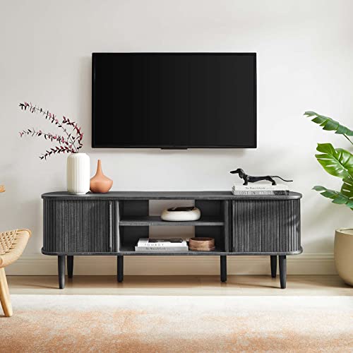 Modway Contour Mid-Century Modern 55" Media Tv Stand In Charcoal #TOP4