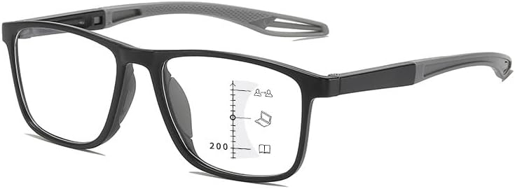 Sports Tr Square Frame Ultra-Light Anti-Blue Light Reading Glasses, Dual Focus Bifocal Reading Blue Light Glasses for Men and Women