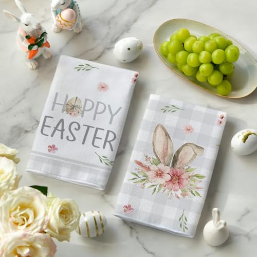 Artoid Mode Happy Easter Bunny Flower Kitchen Dish Towels thumb #2