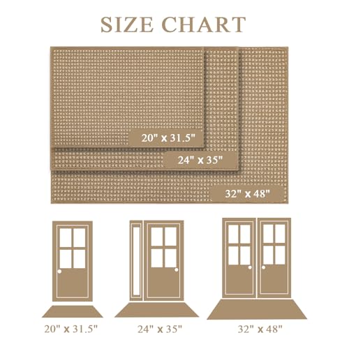 Image of hicorfe Waffle Door Mat Indoor Entrance,32 inchx20 inch Non Slip Indoor Mat,Beige