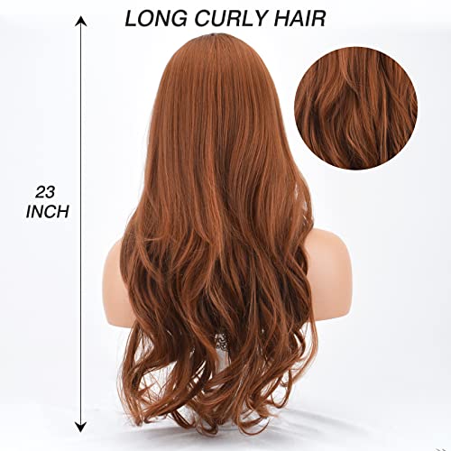 Party Zone Red Long Hair Resistant Scarlet Witch Wanda Maximoff Cosplay Wigs For Women Heat Resistant Fiber Middle Part Wig Curly Wavy Wigs Natural Looking Synthetic Heat Resistant Fiber Wig Party Birthday #TOP2