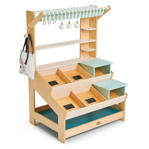 Tender Leaf Toys General Stores Market Stand – Juego de rol de Compras para niños Juegos de Grupo y decoración de guardería