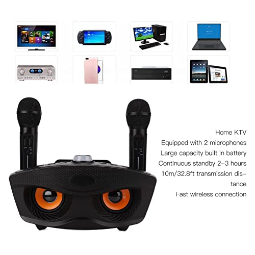 Máquina de Karaokê Com 2 Microfones Sem Fio, Sistema de Alto Falante Pa de Canto Bluetooth, Cartão d
