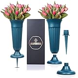 Grave Decorations for Cemetery Vases - Cemetery Decorations for Grave Pack of 2 Flower Holder for...