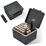 JJC 28 Slots AA Double A Battery Case Holder with Removable Battery Tester, Water-Resistant & Shockproof AA Battery Storage Box