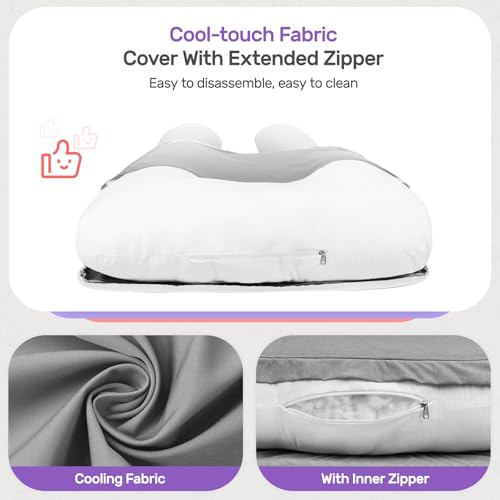 Nuliie Almohada Embarazada Dormir en Forma de U, Cojin Embarazada con Funda de Tela Fresca y Lavable, Almohada Embarazo para Soporte de Espalda, Caderas y Piernas (Gris Claro Refrescante) - imagen 2