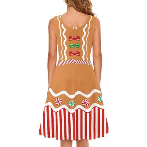 Image of TOADDITDO Women's Sleeveless O Neck Beach A-Line Party Coctail Tank Dresses Flared Sundress