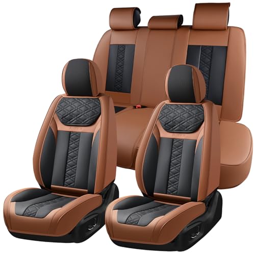 Image of FLORICH Seat Covers, Atomutive Car Seat Covers Full Sets, Waterproof Seat Cover for Cars, Luxury Leather Universal Seat Cover Accessories Fit for Most Cars SUV Truck Sedans(Brown)