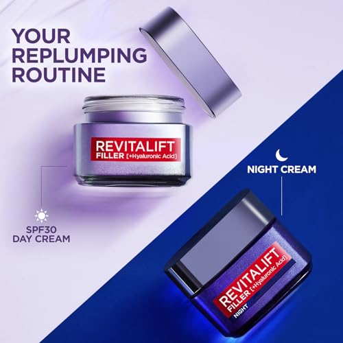 L’Oréal Paris Revitalift Filler Replumping Anti-Ageing Night Cream, Smooth Wrinkles, Moisturise, and Replumps Skin with Micro and Micro-Epidermic Hyaluronic Acid, 50ml - Image 6