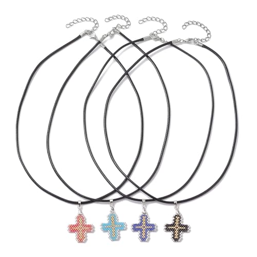 Collier croix en verre Airssory Lot de 5 chaines avec fermoir