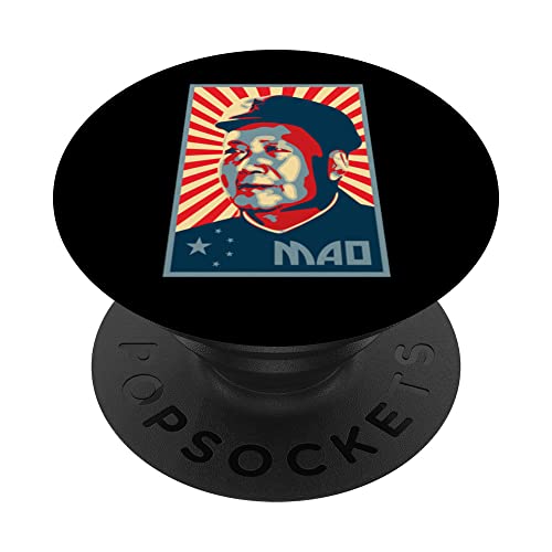 Mao Zedong Tse Tung Chairman Mao China Chinese Patriot PopSockets Swappable PopGrip, Black