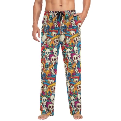 ALAZA The Day Of Dead Skeletons Pajama Pants Mens Lounge Pjs4