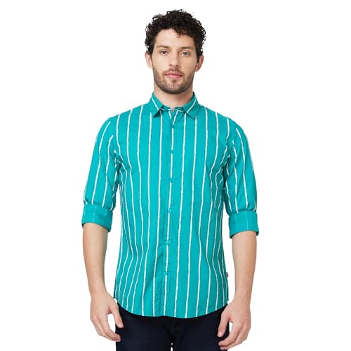 Image of Spykar Men's Regular Fit N /A Full Sleeve Striped Casual Shirts