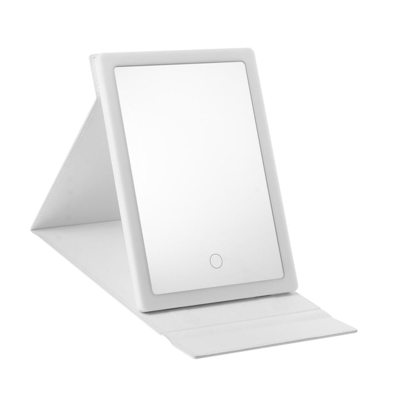Miroir de maquillage lumineux LED pliable avec base stable en aluminium et ABS
