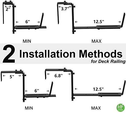 Hfhome 6 Pcs Adjustable Planter Box Bracket (6 To 12.5 Inches) For Flower Box Holders, Window Boxes Planters Hooks, Heavy Duty Wall Mount Holder For Windowsills, Garden, Fences, And Balcony - Black #TOP4