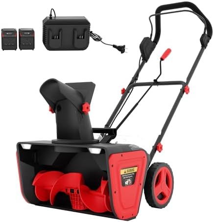 Cordless Snow Blower - 20" Self-Propelled Battery Snow Blower with 2X 20v Batteries | Clears 20" Wide, 12" Deep Snow | 180° Rotating Chute, LED Lights for Winter Storm | Ideal for Driveways, Walkways