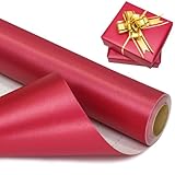 BIHIYII Red Gift Wrapping Paper Roll 43 cm x 10 m, Christmas Pearlescent Gift Kraft Paper Roll, Pearly Lustre Sparkle Solid Color Matte Gifts Wrap for Christmas Xmas Wedding Birthday