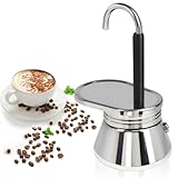 Mogrecha Uncoated 4 Cup Single Tube Moka Pot 304 Thickened Stainless Steel Mini Coffee Maker Stovetop Espresso Coffeemaker Italian Classic Style Brewing Greca Cafe Mocha for Camping Travel Home 310ml