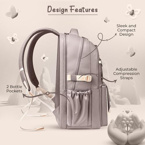 Image of Gear Grace 19 inch /40L Large Water Resistant School Bag | Casual Backpack | Daypack | Travel Backpack | Kids Bag for Boys /Girls (Brown - Cream)