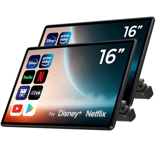 Image of 16 inch Android 13 Car Headrest Monitor Screen Car TV Entertainment System for Cars Backseat,Support Phone Wireless Mirroring Sync Screen WiFi HDMI Bluetooth USB SD Video Player (4G+64G (2*pcs))