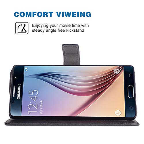 Phone Case For Samsung Galaxy S6 Folio Flip Wallet Case,Pu Leather Credit Card Holder Slots Heavy Duty Full Body Protection Kickstand Protective Phone Cover For Glaxay 6S S 6 Gs6 Cases Black #TOP2