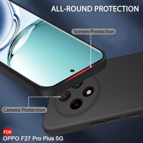 Image of TheGiftKart Sleek Back Cover Case for Oppo F27 Pro Plus 5G | Slim Fit Protective Design | Ultra Matte Finish | Camera Protection Bump | Soft Silicon Back Case for Oppo F27 Pro Plus (Silicone, Black)