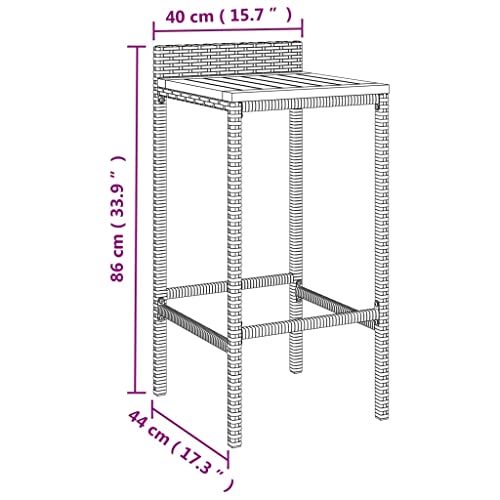 Ensemble de bar de jardin en rotin table haute et tabourets de balcon
