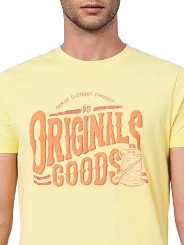 Image of JACK & JONES Men's Cotton Placement Print Slim Fit Round Neck T-Shirt