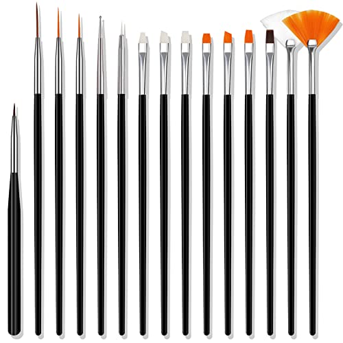 Qufiiry 15 Pcs Nail Art Pinsel, Nagellack Pinsel, Acryl Nagel Kunst Pinsel, Für Nail Art Design Painting Salon, Nageldesign Nagel Fußpflege Cover
