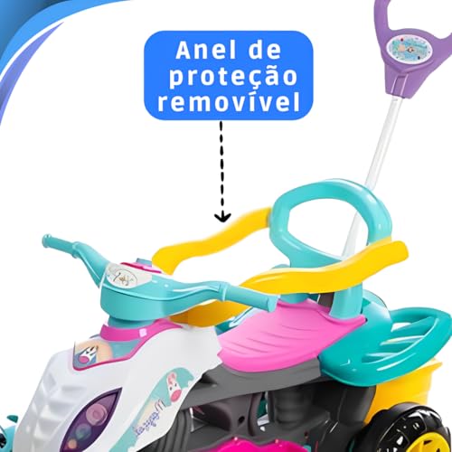 Carrinho de Passeio Infantil Quadriciclo com Pedais e Haste, Rosa