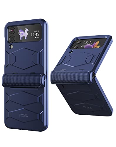 Ddj Shockproof Armor Samsung Galaxy Z Flip 4 Case, Z Flip 4 Case With Hinge Protection, Full-Body Durable Hard Pc Heavy Duty Semi-Auto Case For Galaxy Z Flip 4 5G - Blue(2022) #TOP2