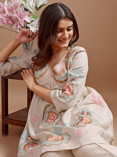 Image of Womanista Embriodery frock suit set for womens | coord set for womens cotton | co ord sets for women stylish | co ord sets for women casual wear
