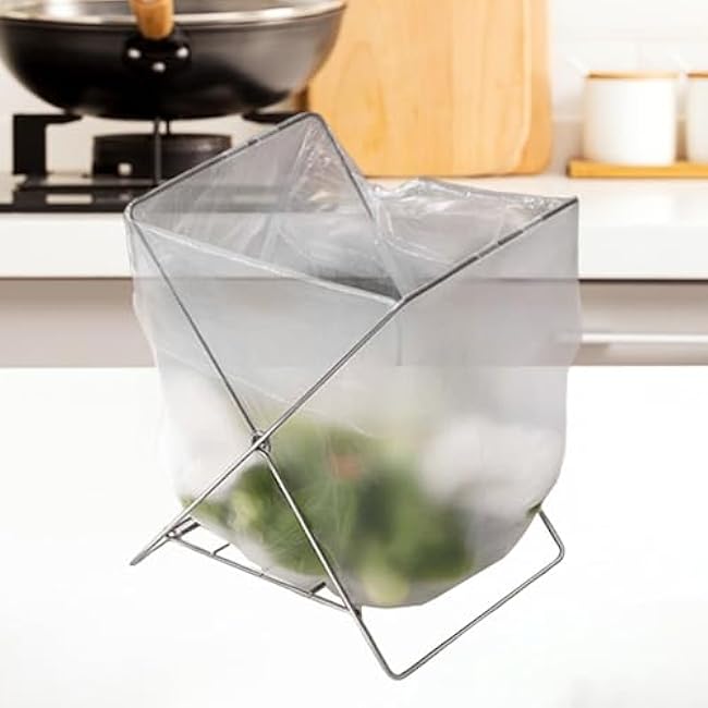 Trash Bag Holder Garbage Bag Rack Multifunctional Stable Foldable Support Stand for Barbecue Desktop Picnic Camping Kitchen