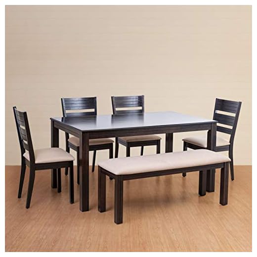 Home Centre Montoya Compressed Wood 6 Seater Dining Table Set with Chairs and Bench - Brown