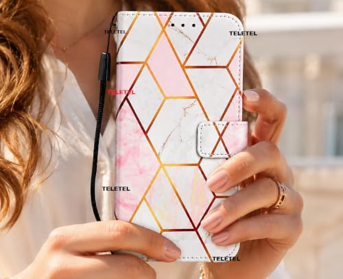 Image of TELETEL Marvel Magnetic Closure Flip Shock Proof Back Cover with Cards & Cash Pockets | Wallet Case - White & Pink for Vivo V50 5G
