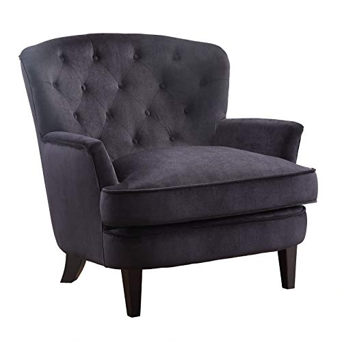 Atlantic Home Collection Sessel LEO, mit Federkern und Massivholzfüßen, Velourbezug in Samthaptik, Schwarz