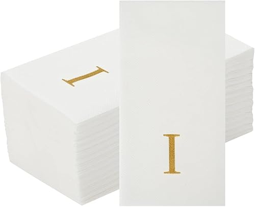 Miniatura 264 de Luxenap - Toallas de invitados de 15.8 x 7.9 pulgadas, 50 toallas de mano con letras plateadas, letra "P", fuente Sans Serif, servilletas de papel