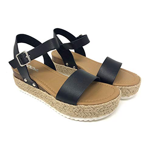 Image of Soda CLIP ~ Women Open Toe Ankle Strap Platform Espadrille Sandal